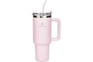 Romantic Crown Copo Térmico com Canudo Tampa e Alça 1,18L, Copos Garrafas Termico para viagem vácuo dupla camada aço inoxidável, Caneca Termica Cafe Água Chá,Presente, Fitness (Rosa claro)