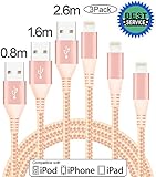 Anbso 3Pack 0.8M 1.6M 2.6M Lightning to USB Cable Charging with 8-Pin Connector Compatible with iPhone 6/ 6 Plus/ 6s/ 6s Plus /5/5s/5c/iPad/iPod and More (Rose gold)