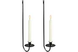 MrMrKura Wall Candle Sconces Set of 2, Metal Wall-Mounted Candle Holder for Taper Candles, Modern Wall Decoration for Farmhou