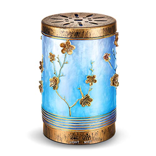 Aromatherapy Essential Oil Diffuser 200ml, Metal Air Diffuser for Essential Oils, Vintage Handmade Ultrasonic Humidifier Diffuser with Intermittent Mist, Waterless Auto Shut-off for Living Room/Gift