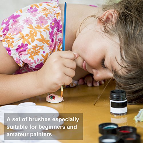 Rusee 12 Künstlerpinsel, 2 Mischpalette, Wasserfarben Nylon Pinsel Set, Acryl Aquarell Ölgemälde Pinsel Mit Paint Tray… – Bild 7
