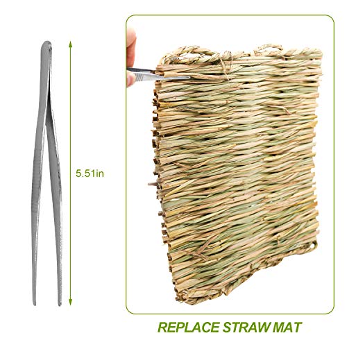 5 Pack Grass Mat Woven Bed Mat, Small Animal Natural Straw Bedding Nest Mat Chew Toys Bed Play Toy for Guinea Pig Parrot Rabbit Bunny Hamster Rat (3 Large 2 Small)