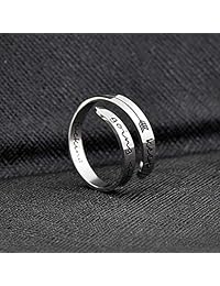 Anillo de acero inoxidable ajustable con diseño inspirador de láser, color plateado