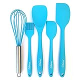 Cookwizard 5-Piece Baking Set, Silicone Kitchen Utensils with Spatula Spoon Egg Beater and Brush