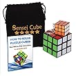 Sensei Cube Set with Best Selling FREE Keychain Cube & Pouch + Bonus Puzzle Cubes Solution Guide