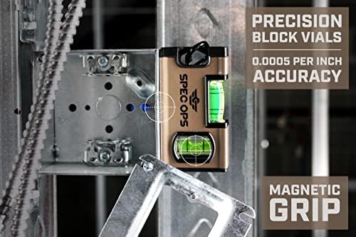 Tools - Nivel de bolsillo magnético de 4 pulgadas, viales de bloque 33% más grandes, incluye mosquetón, 3% donado a veteranos