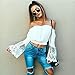 ALAIX Womens Summer Lace Sleeve Chiffon Blouse Off Shoulder Crop Tops Casual T-shirts