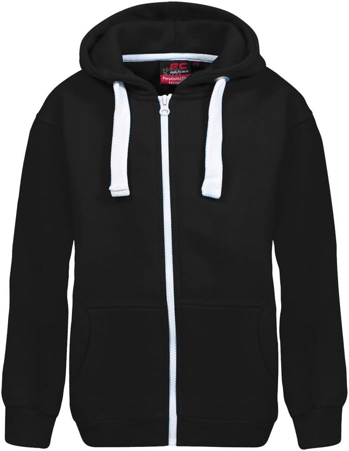 New in Unisex Kids Girls Boys Plain Fleece Zip-up Hoodie Hoody Sweatshirt top Ages 1-13 Available in Black, Charcoal, Purple, Navy, Hot Pink, Royal Blue and Wine