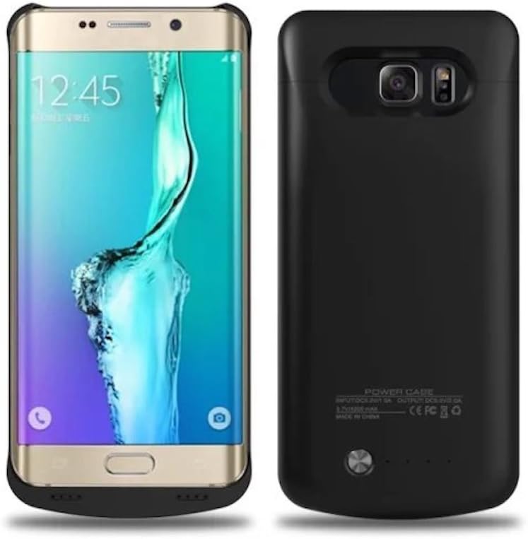 Samsung Galaxy S6 Edge Plus 4200mAh Estuche Protector Negro con Batería Incluida, 4200mAh Ultra Delgado Recargable Cargador Protector para Galaxy S6 Edge Plus, Cargador Protector con Soporte de Apoyo