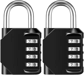 2 piezas de 4 dígitos de bloqueo candado, impermeable durable número de