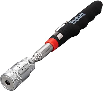 Toolwiz Magnetic Telescoping Pickup Tool 8 lb, 7.7-32 inch, LED Light