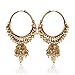 Adiva Women's Faux Pearls Brass Hoop Earrings White