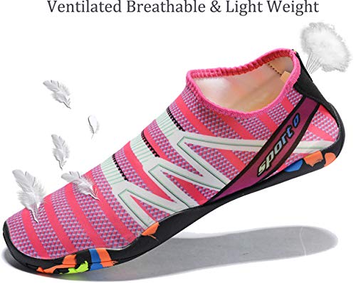Mens Womens Water Shoes Quick Dry Barefoot for Yoga Swim Diving Surf Aqua Sports Pool Beach (Pink 38)
