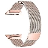 OROBAY Compatible with iWatch Band 38mm 40mm, Stainless Steel Milanese Loop with Magnetic Closure Replacement Band Compatible with Apple Watch Series 4 Series 3 Series 2 Series 1, Champagne Gold