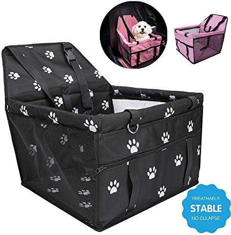 Traveldoor Pet Essentials Waterproof Non-Slip Car Seat Cover with Bag for Pets (Black footprint)