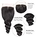 Brazilian 8A Loose Wave 3 Bundles with Closure Virgin Human Hair Bundles with 4x4 Free Part Closure Unprocessed Virgin Human Hair Natural Black(16 18 20+14)