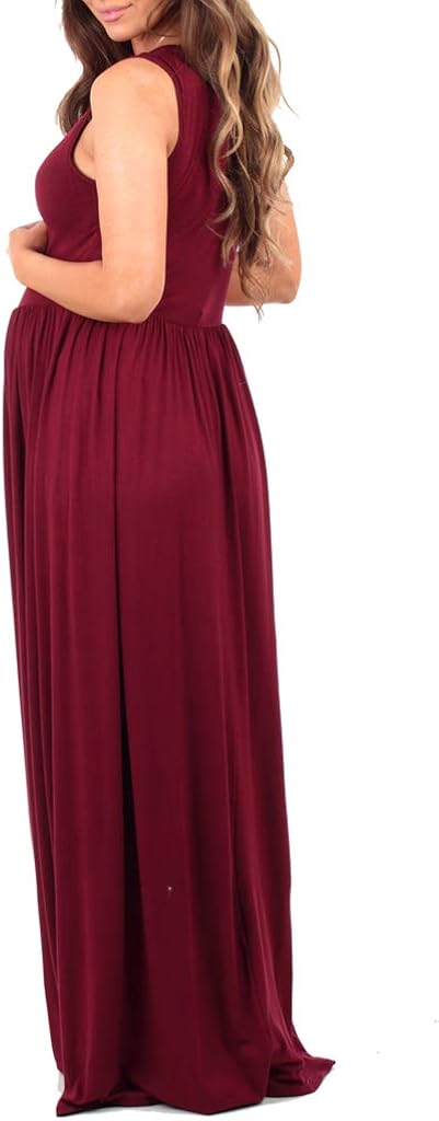 Women's Ruched Sleeveless Maternity Dress in Regular and Plus Sizes - Made in USA at  Women’s Clothing store