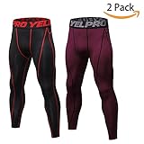 SILKWORLD Men's 2 pack Compression Pants Baselayer Cool Dry Sports Tights Leggings