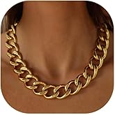 ChainsPro Cuban Link Chain for Women,Stainless Steel Chunky Necklace Silver/Gold Plated Thick Chain Choker, 12/16/20 mm Width,18" and 20" Punk Hip Hop Trendy Non Tarnish Jewelry Gifts