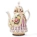 FORLONG Large Ceramic Teapot and Coffee Pot with Lid, 3D Embossed Victoria Pink Rose Flowers Decorative Teapot(Red）
