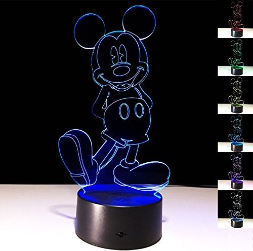 LIONKING USA - New Mickey Mouse 3D Optical Illusion Multi-colored Change Touch Botton Table Light - 3D Acrylic Home Decor lamp - 0345