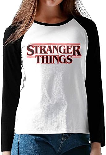 Hane Sea Women's Stranger Things Long Sleeve Neck T-Shirt Contrast Color Black