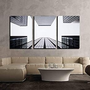 Skyscraper Looking Up at Sky x3 Panels