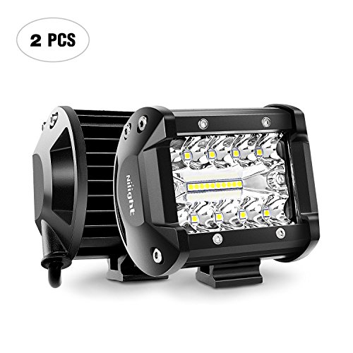 LED Light Bar Nilight 2PCS 4 Inch 60W Spot & Flood Combo Driving Light Waterproof Led Work Light Triple Rows Off-road Truck Car ATV SUV Jeep Cabin Boat, 2 Years Warranty