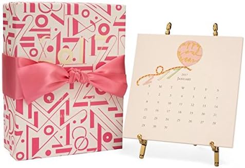 Karen Adams 2017 Desk Calendar 12 Month -Gold Easel (Pink Ribbon)