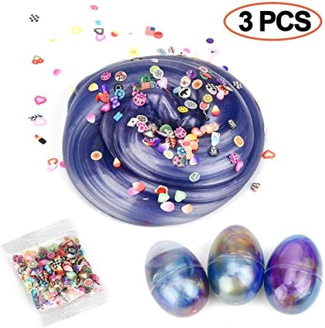 Fluffy Slime, 3-Pack Soft Egg Slime Non-Toxic Colorful Mud slime Stress Relief DIY Toys for Kids Adult (3-Pack)