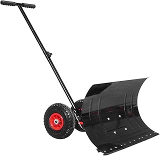 HENGMEI Schneeschieber mit Rollen höhenverstellbar Schneeräumer Schneeschaufel Schneeschild Schneefräse Schneepflug für Auffahrten Garten Gehwege