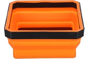 Collapsible Screw Tray for Tool Parts, 4.5 Inch Silicone Magnetic Bowl with Grippy Base for Fasteners Storage, Fits Carpenter