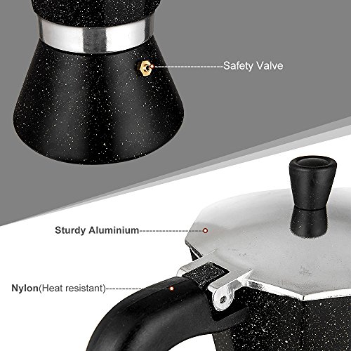 TopHomer Espresso Coffee Maker Moka Pot Stovetop 6 Cup Machine With Large Handle To Prevent Burns Induction Coffee Cooker for Home and Office Use