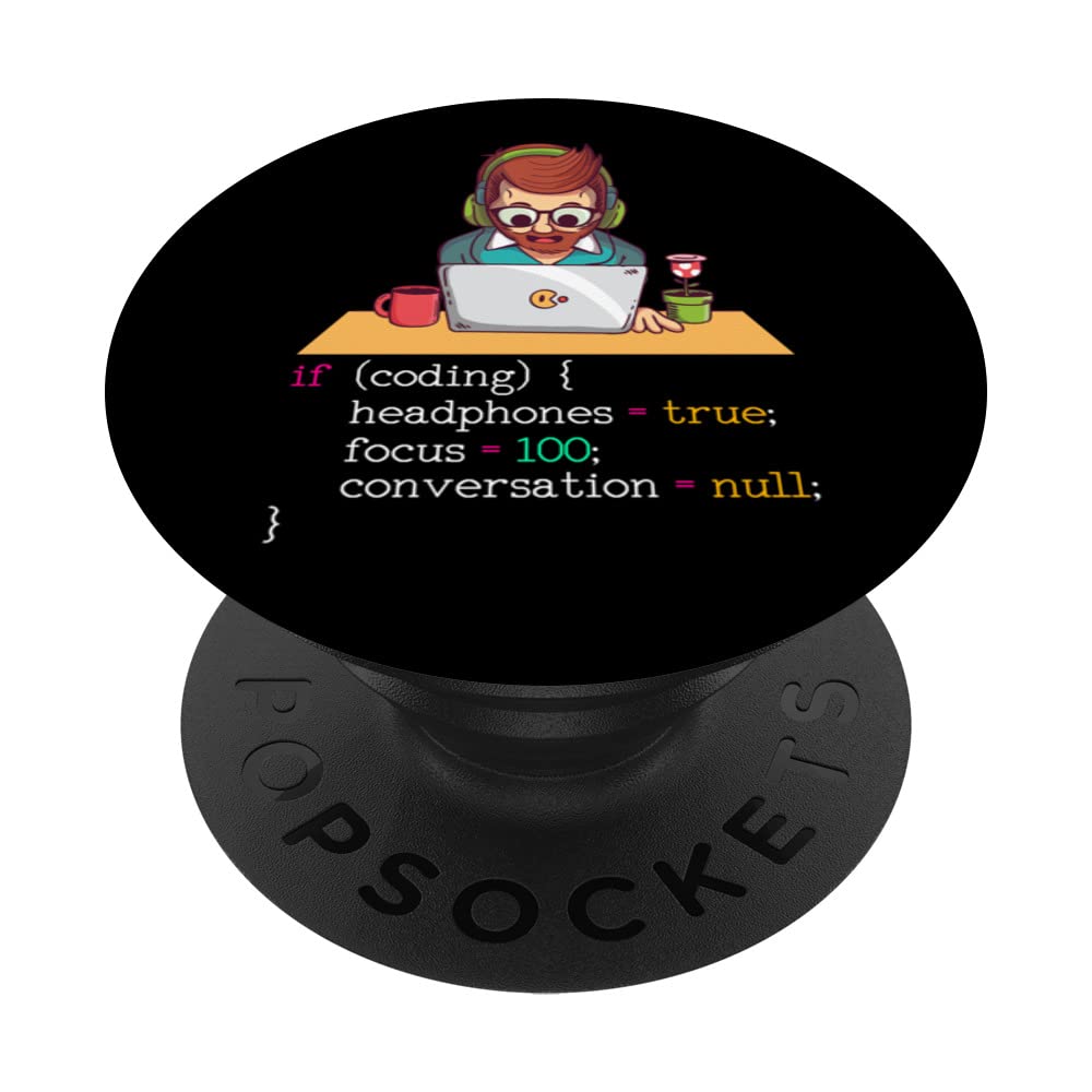 Coding Headphones Software Developer Code Funny Programmer PopSockets Swappable PopGrip