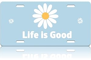 PUIBUN Life is Good Car Front License Plate Cover Personalise License Plate Cover Rust-Proof Metal Car Plates Tag Novelty Vanity Tag Decorative 4 Holes Men Women Gifts