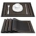 ARTAND Placemats Set of 6, Woven Placemats for Dining Table, Boho Decor Plastic Table Place Mats, Vinyl Table Mats for Indoor Outdoor Black Gold Frames