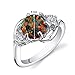 PEORA Created Black Fire Opal Ring for Women 925 Sterling Silver, Stunning Three Stone Design, 1.75 Carats Round Shape 8mm, Sizes 5 to 9