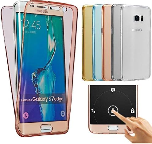FashionKing Front+Back Cover Gel Series Shockproof TPU 360 degree Protective Clear Crystal Rubber Soft Case Cover For Samsung Galaxy S6 edge plus / S6 Edge + Transparent (gold)