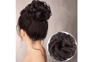 MORICA 1PCS Messy Hair Bun Hair Scrunchies Extension Curly Wavy Messy Synthetic Chignon for Women (6#-Dark Brown###)