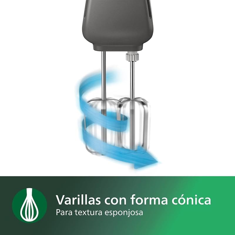 Serie 5000 Batidora - Motor de 450 W, 5 Velocidades y Turbo, Mezcla Fuerte y Eficaz, Vaso de Forma Cónica, Fácil Expulsión, Gris Cachemira (HR3741/00) — foto 3 de 6