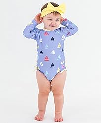 RuffleButts Down by The Bay Long Sleeve One Piece