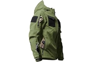 Men's Tactical Soft Shell Jacket Lightweight Water-Resistant Spring Fall Windbreaker Zip up Hooded Coat with Pockets