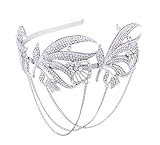 BABEYOND Roaring 20s Forehead Band 1920s Bridal Headpiece Vintage Forehead Chain for Wedding Bridesmaid Gatsby Costume Accessories with Gift Box