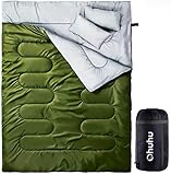 Ohuhu Double Sleeping Bag 2 Pillows, 2 Person Adult Sleeping Bags Camping, Backpacking, Hiking