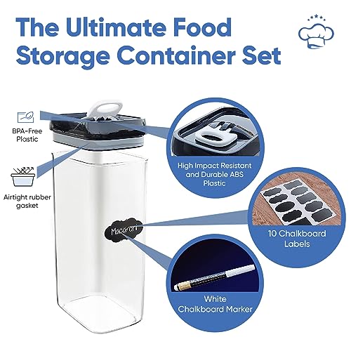 Chef's Path Airtight Food Storage Boxes with Labels Kitchen Storage Flour, Cereal, Pasta