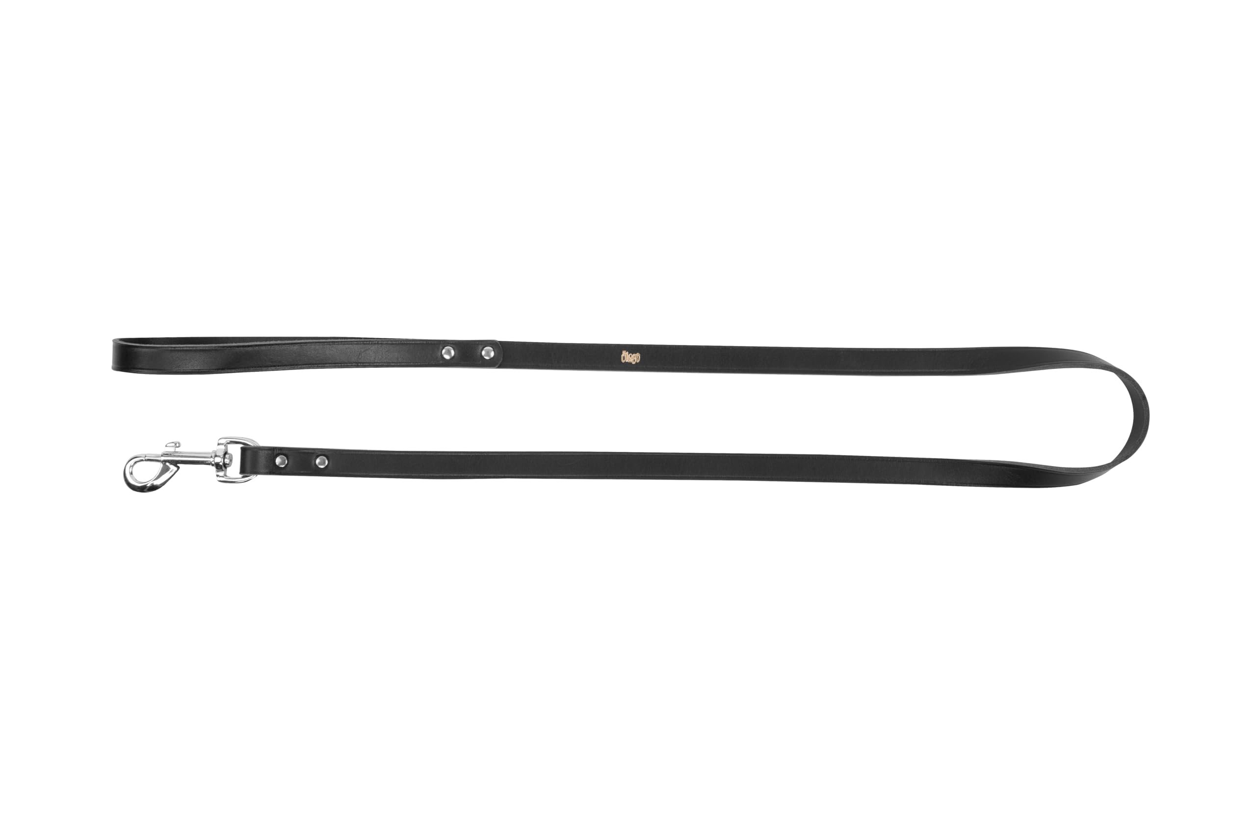 DINGO Genuine Leather Dog Leash, Handmade Lanyard, Strong, Riveted, 120 cm Long for Dog Walks, Daily Use, Black Colour, 1.8 cm Thin (10030)