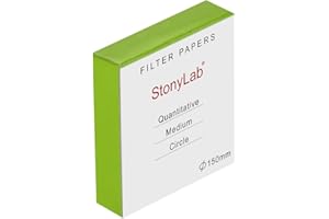 StonyLab Quantitative Filter Paper Circles, 150mm Diameter Cellulose Filter Paper with 20 Micron Particle Retention Medium Fi