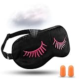 Roybens Breathable Sleep Travel Natural Silk Eye Mask Cover - Soft & Breathable, Ultra Lightweight for Sleeping, Relaxation, Spa - with Adjustable Strap and Ear Plugs - Protect Eye Eyelashes