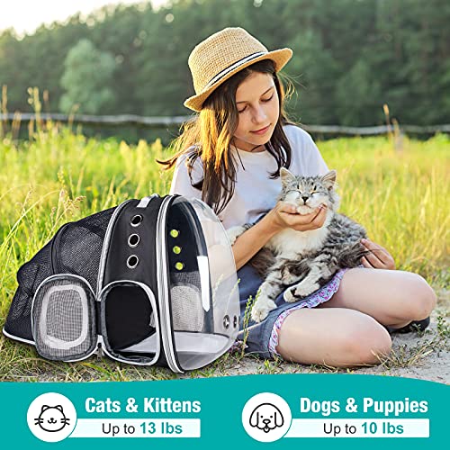 Expandable Cat Backpack, Siivton Space Capsule Transparent Pet Carrier