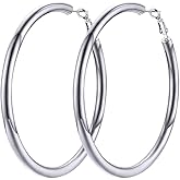 PIYIZ Chunky Hoop Earrings, Hypoallergenic Silver Post Black/Green/Blue/Red/Pink Teardrop Earring, Stainless Steel/Black/18K Gold 5mm Thick Hoop Earrings Womens Fashion Jewelry